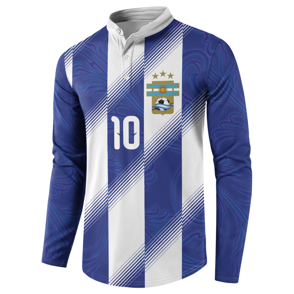 Argentinian Football Custom Button Sweatshirt Fileteado Art Style Albiceleste Vertical Stripe