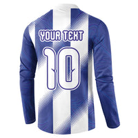 Argentinian Football Custom Button Sweatshirt Fileteado Art Style Albiceleste Vertical Stripe
