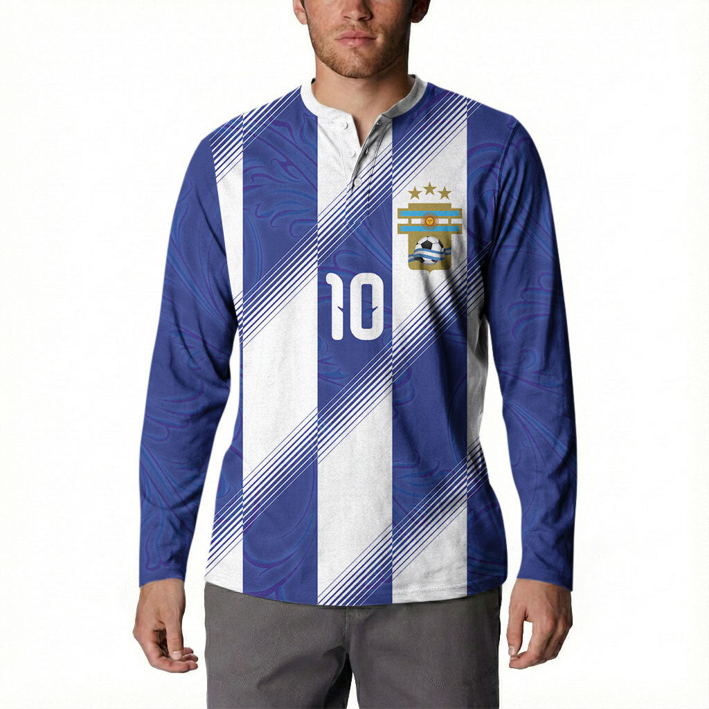 Argentinian Football Custom Button Sweatshirt Fileteado Art Style Albiceleste Vertical Stripe