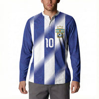 Argentinian Football Custom Button Sweatshirt Fileteado Art Style Albiceleste Vertical Stripe