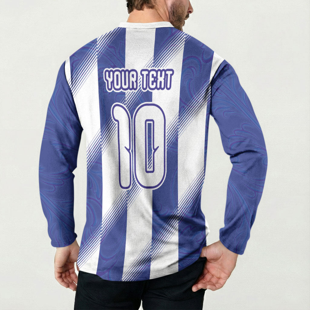 Argentinian Football Custom Button Sweatshirt Fileteado Art Style Albiceleste Vertical Stripe