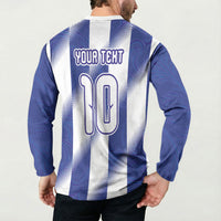 Argentinian Football Custom Button Sweatshirt Fileteado Art Style Albiceleste Vertical Stripe
