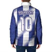 Argentinian Football Custom Padded Jacket Fileteado Art Style Albiceleste Vertical Stripe