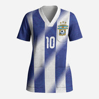 Argentinian Football Custom Scrub Top Fileteado Art Style Albiceleste Vertical Stripe