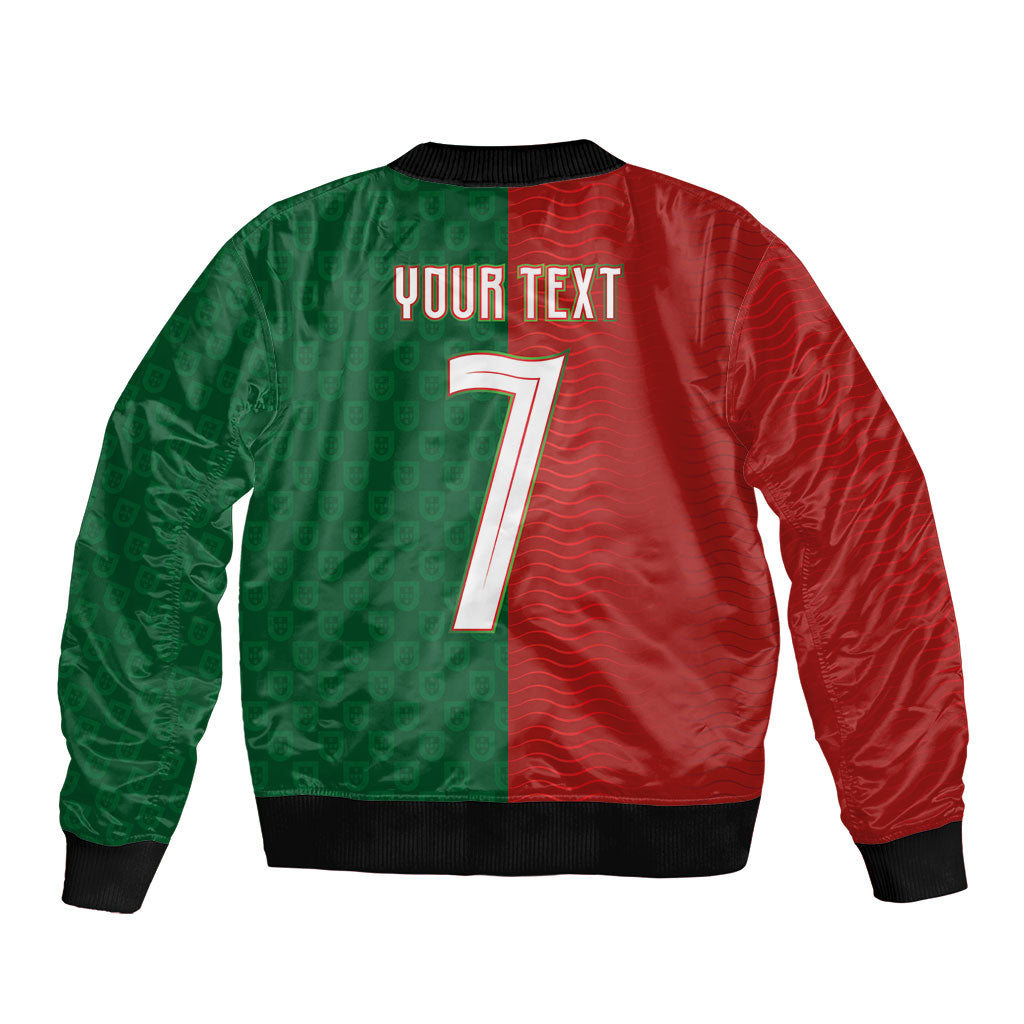 Portuguese Football Custom Bomber Jacket Wave Pattern Heritage Crest