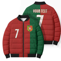 Portuguese Football Custom Bomber Puffer Jacket Wave Pattern Heritage Crest