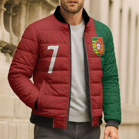 Portuguese Football Custom Bomber Puffer Jacket Wave Pattern Heritage Crest