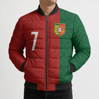 Portuguese Football Custom Bomber Puffer Jacket Wave Pattern Heritage Crest