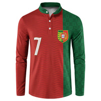 Portuguese Football Custom Button Sweatshirt Wave Pattern Heritage Crest