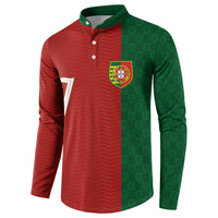 Portuguese Football Custom Button Sweatshirt Wave Pattern Heritage Crest