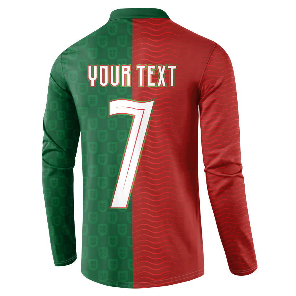 Portuguese Football Custom Button Sweatshirt Wave Pattern Heritage Crest