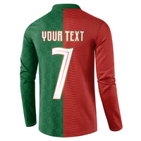 Portuguese Football Custom Button Sweatshirt Wave Pattern Heritage Crest