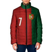 Portuguese Football Custom Padded Jacket Wave Pattern Heritage Crest