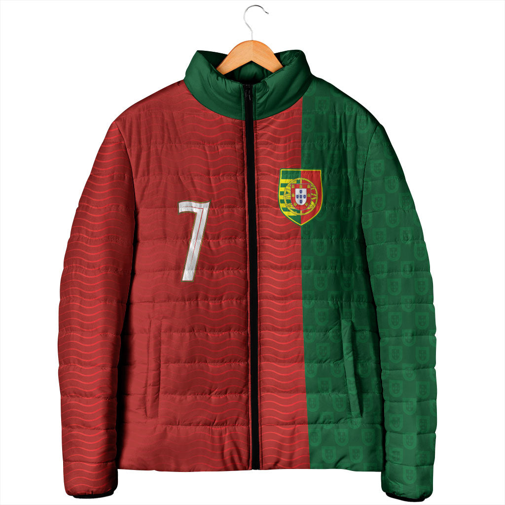 Portuguese Football Custom Padded Jacket Wave Pattern Heritage Crest