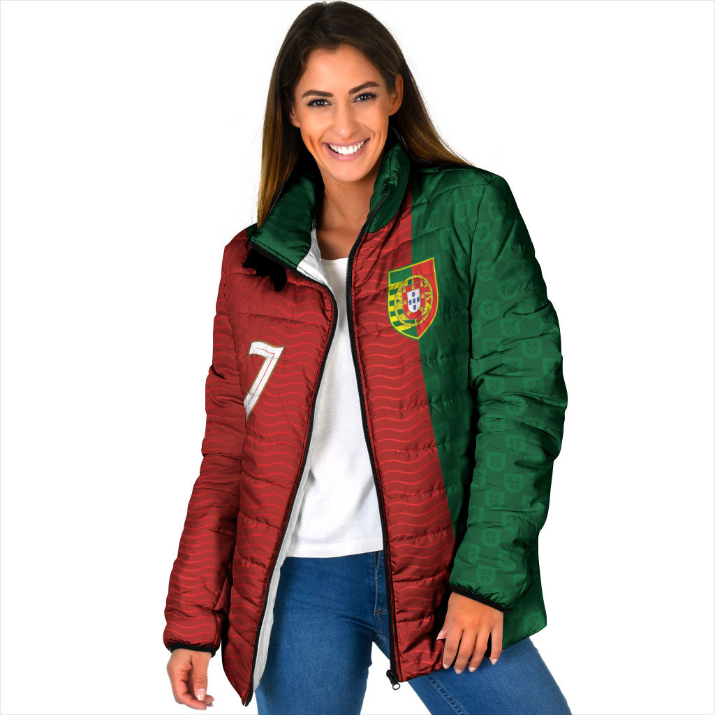 Portuguese Football Custom Padded Jacket Wave Pattern Heritage Crest