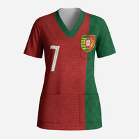 Portuguese Football Custom Scrub Top Wave Pattern Heritage Crest