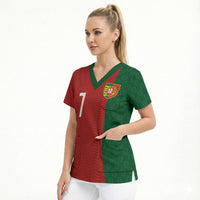 Portuguese Football Custom Scrub Top Wave Pattern Heritage Crest