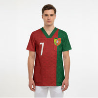 Portuguese Football Custom Scrub Top Wave Pattern Heritage Crest