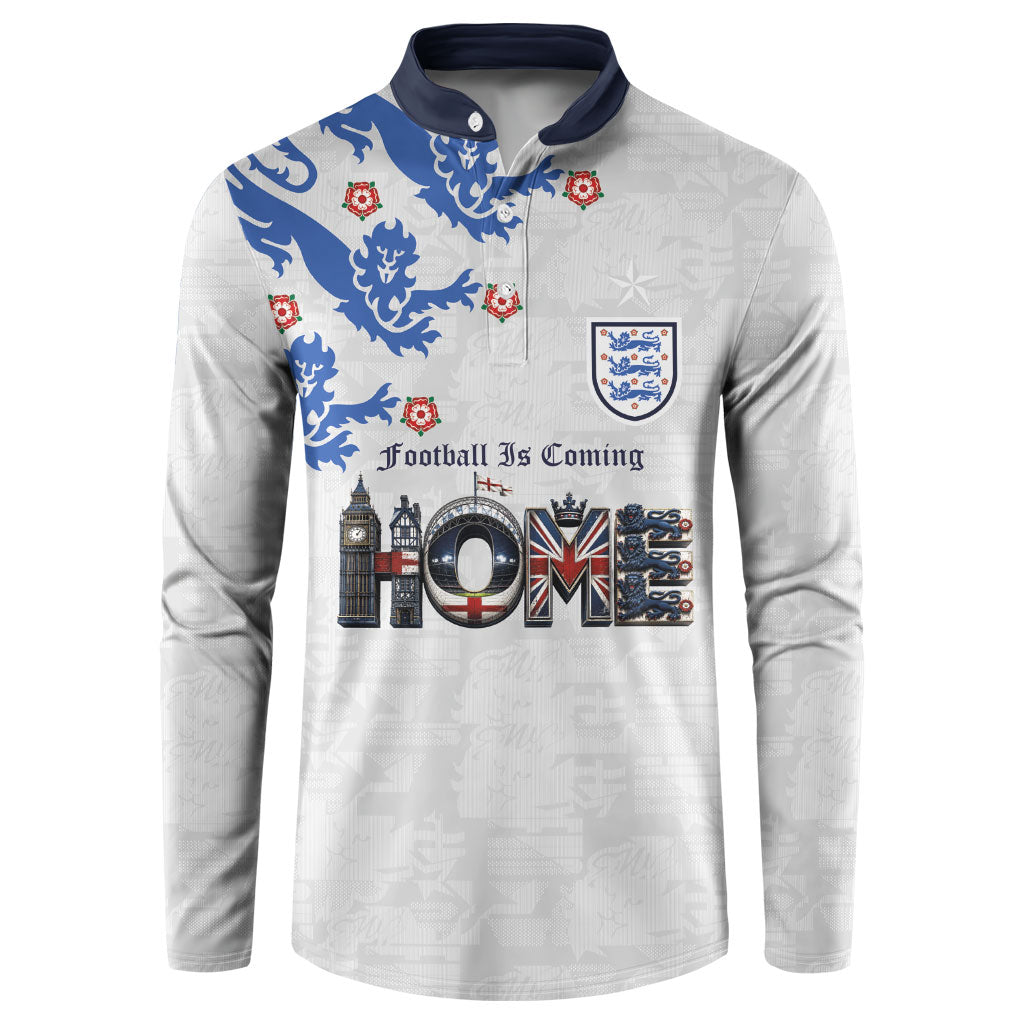 Custom England National Football Button Sweatshirt Football is Coming Home Typography Sporty Style