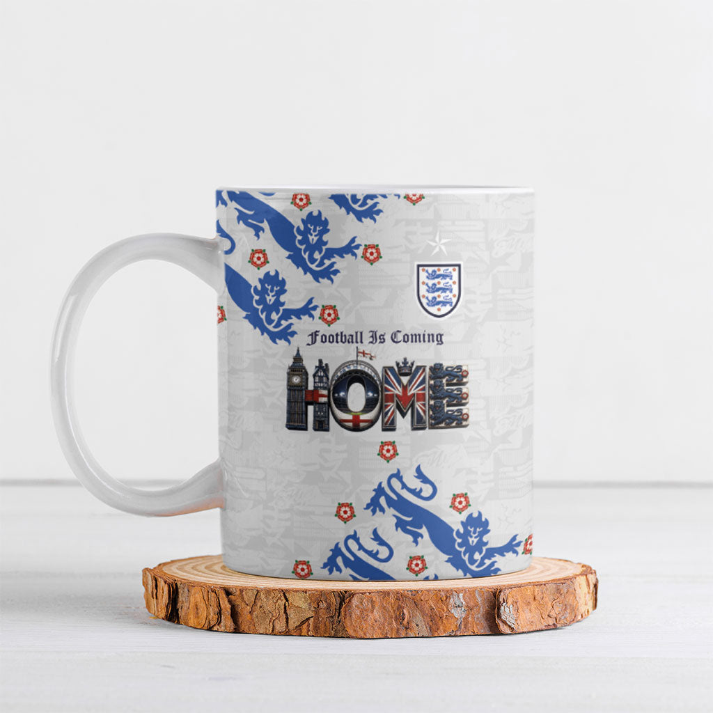 Custom England National Football Ceramic Mug Football is Coming Home Typography Sporty Style