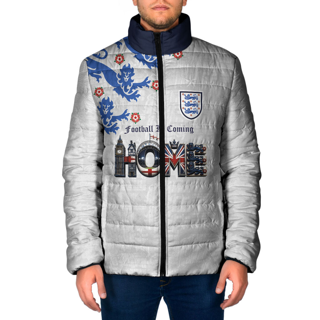 Custom England National Football Padded Jacket Football is Coming Home Typography Sporty Style