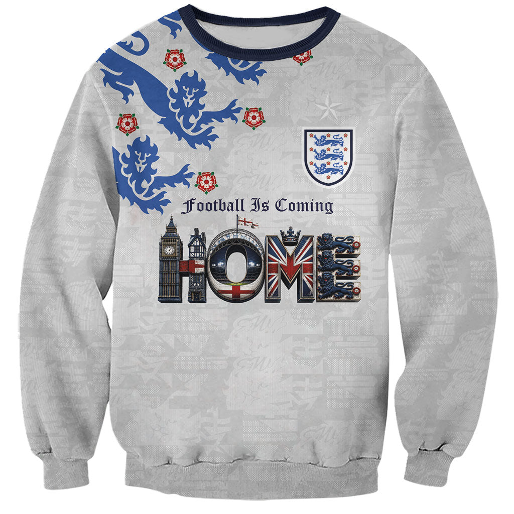 Custom England National Football Sweatshirt Football is Coming Home Typography Sporty Style