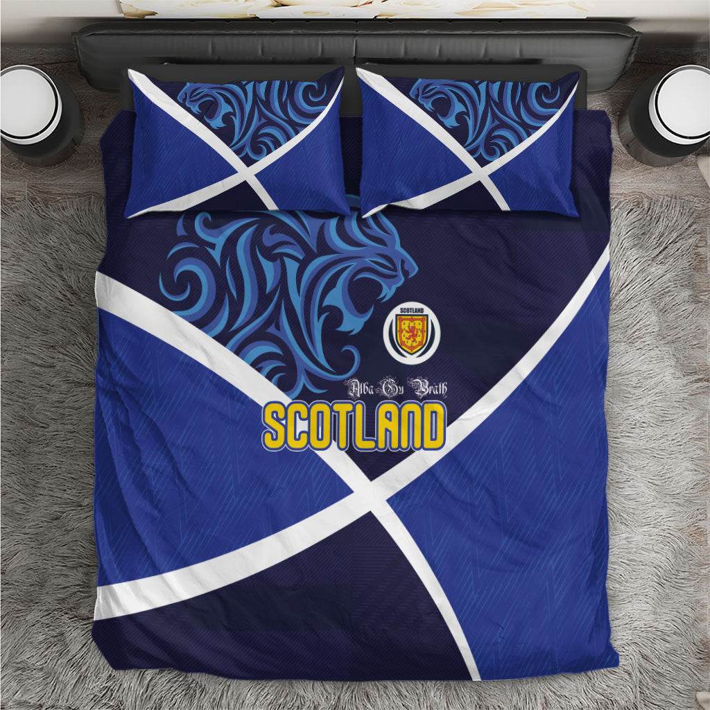 Scotland National Football Bedding Set Lions with Flag Sporty Tartan Style