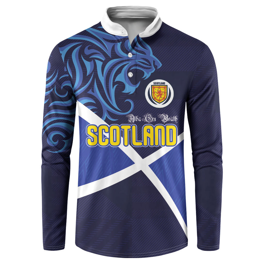 Custom Scotland National Football Button Sweatshirt Lions with Flag Sporty Tartan Style