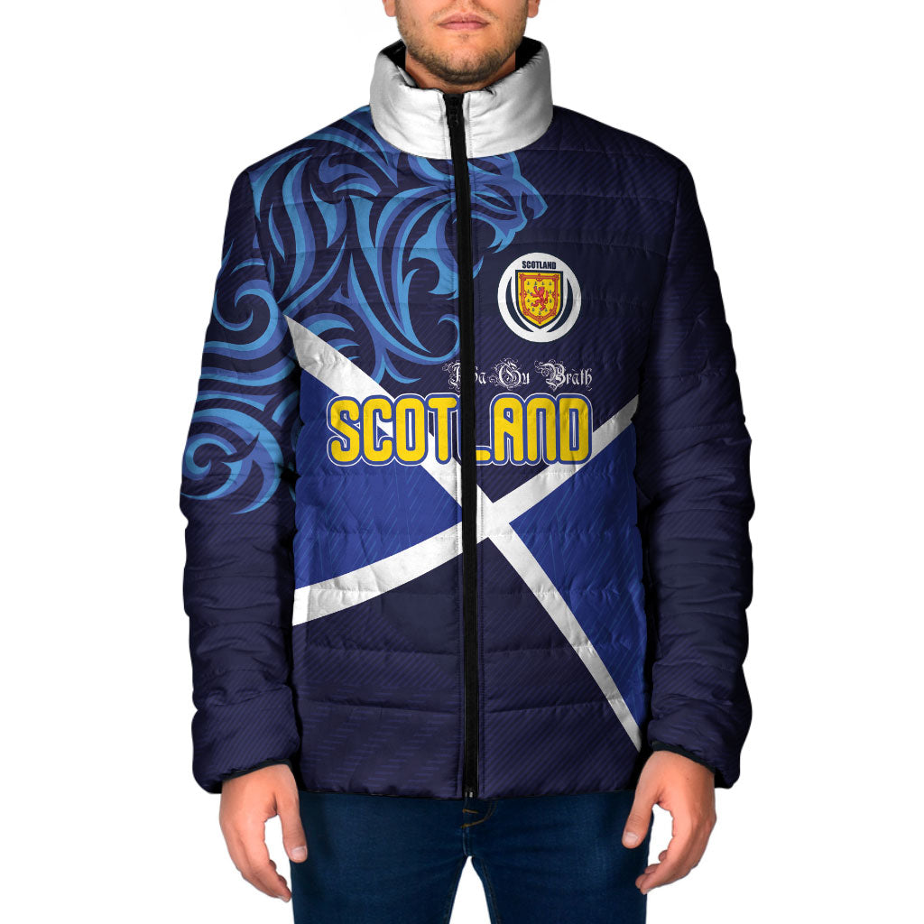 Custom Scotland National Football Padded Jacket Lions with Flag Sporty Tartan Style