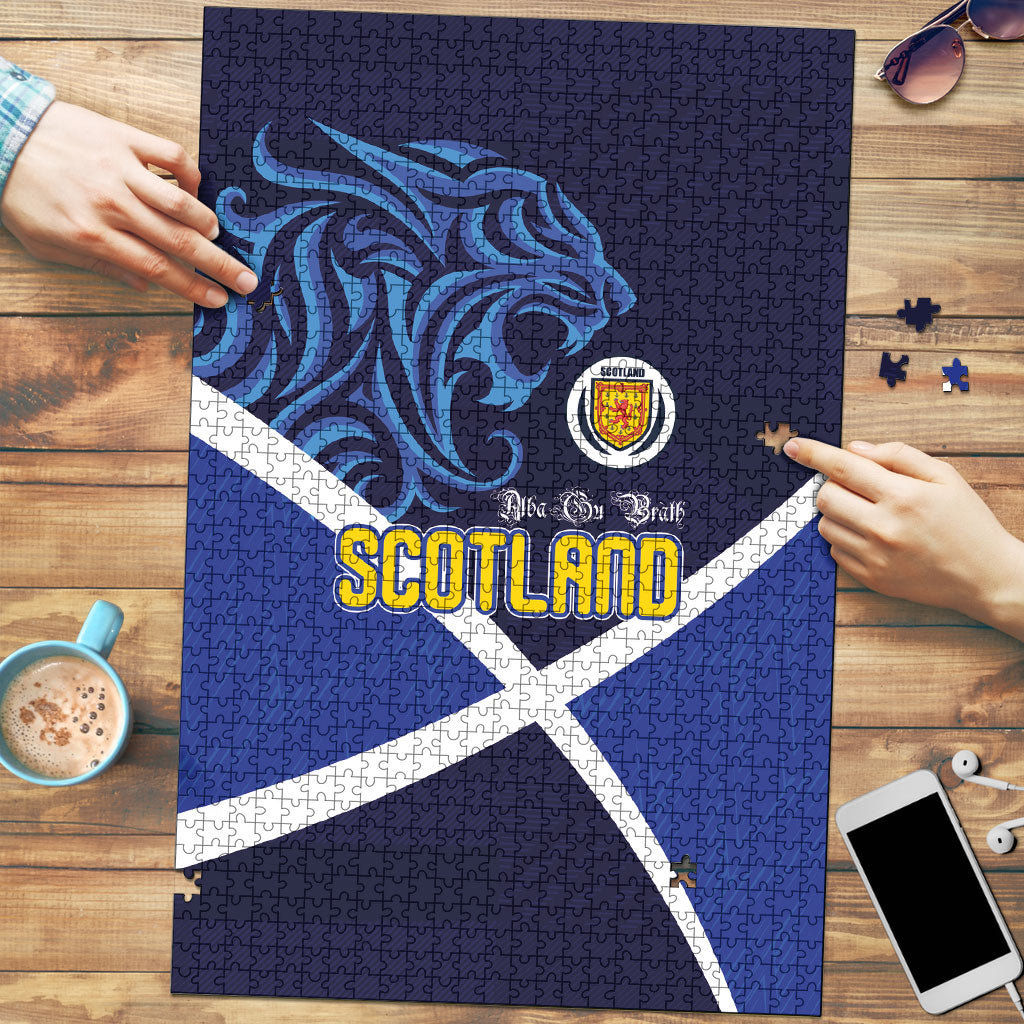 Scotland National Football Puzzle Lions with Flag Sporty Tartan Style