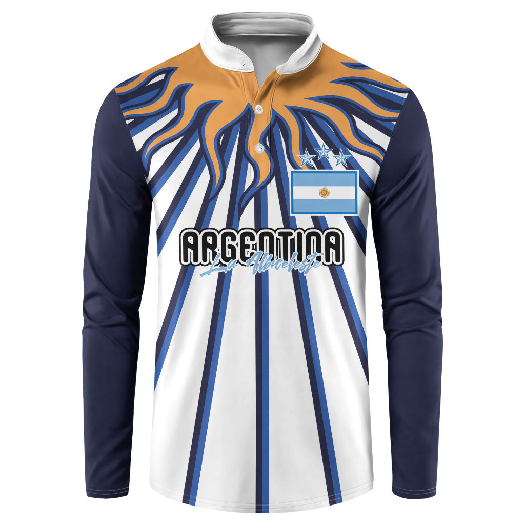 Personalized Argentina National Football Button Sweatshirt Sun Of May Retro Starburst Graphic Art