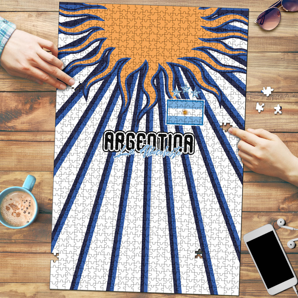 Argentina National Football Puzzle Sun Of May Retro Starburst Graphic Art