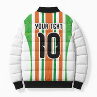 Custom Cote d'Ivoire Bomber Puffer Jacket The Elephants with African Pattern Stripes