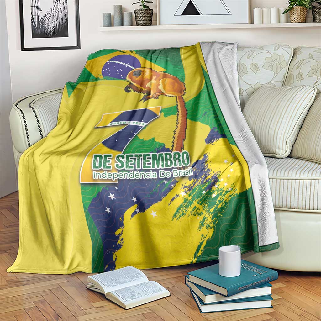 Brazil independence day blanket featuring golden lion tamarin and De Setembro text