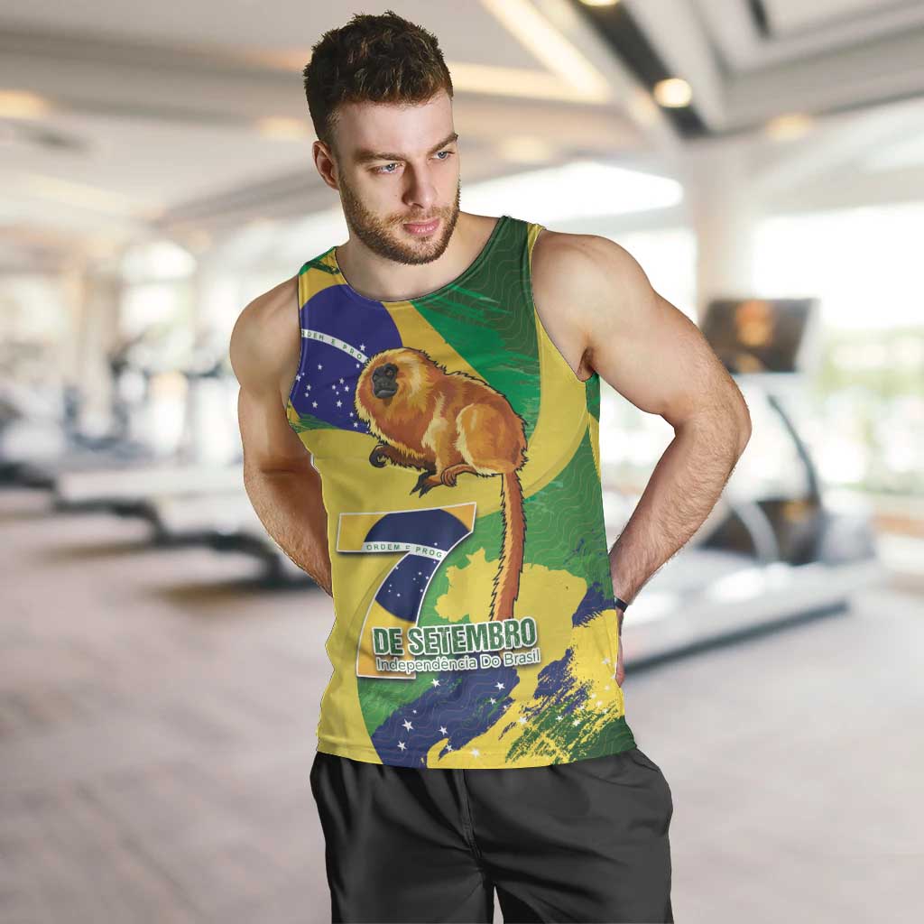 Brazil Independence Day Men Tank Top Sete de Setembro and Golden Lion Tamarin - Wonder Print Shop