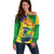 Brazil Independence Day Off Shoulder Sweater Sete de Setembro and Golden Lion Tamarin - Wonder Print Shop