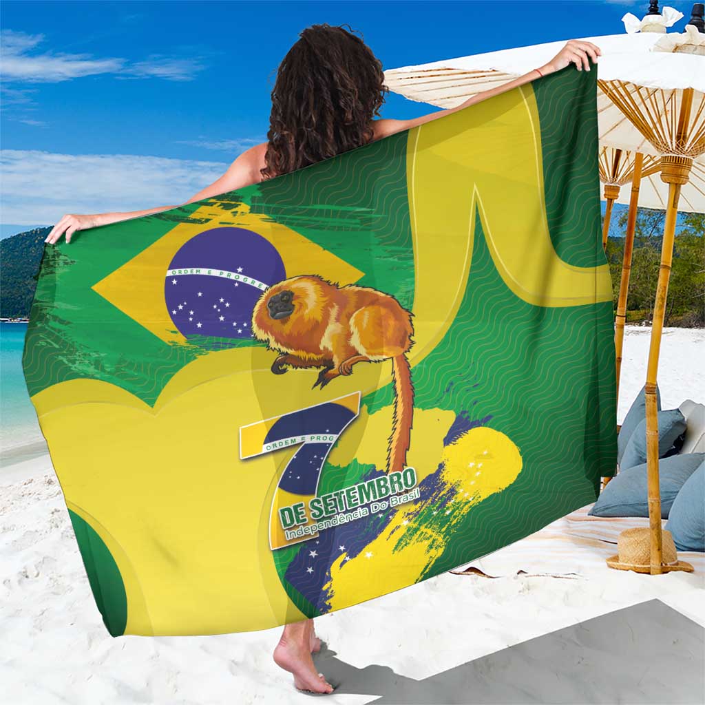 Brazil Independence Day Sarong Sete de Setembro and Golden Lion Tamarin - Wonder Print Shop