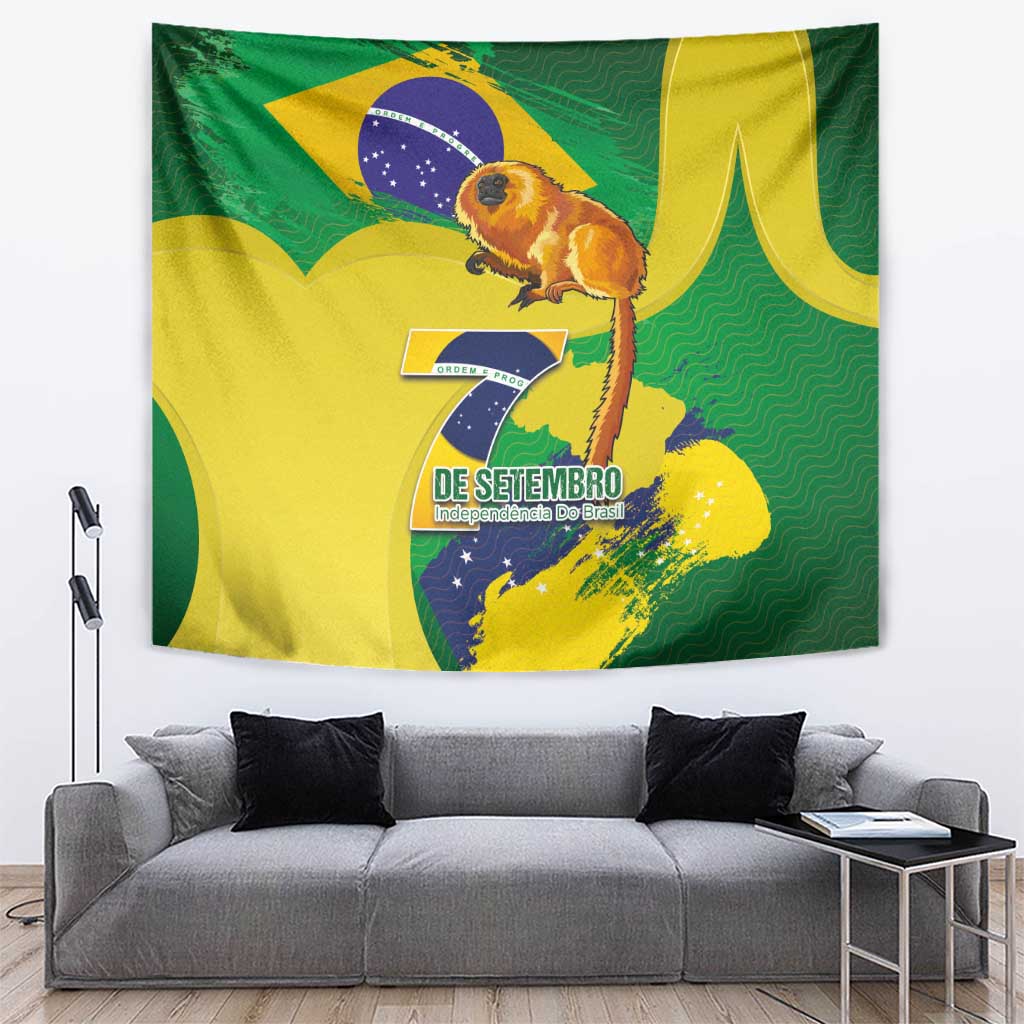 Brazil Independence Day Tapestry Sete de Setembro and Golden Lion Tamarin