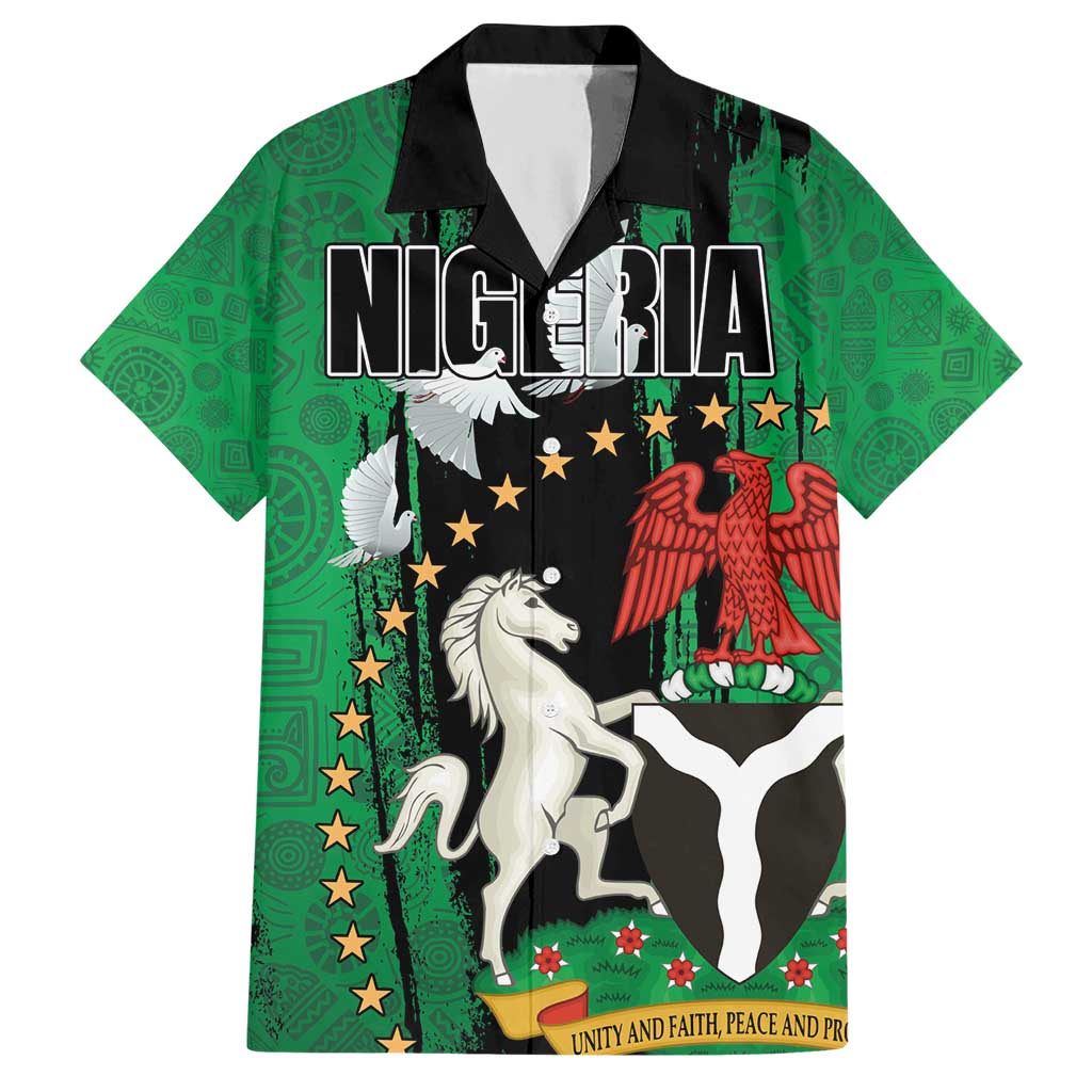 Nigeria Independence Day Hawaiian Shirt National Seal with Peace Dove African Pattern - Wonder Print Shop