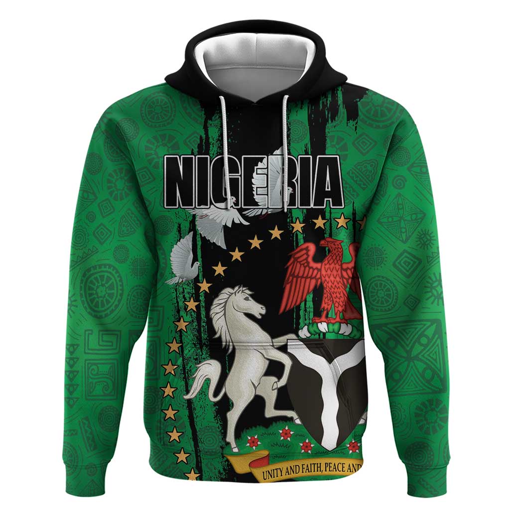 Nigeria Independence Day Hoodie National Seal with Peace Dove African Pattern - Wonder Print Shop