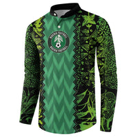 Green button-up football champion sweatshirt with Nigeria crest and side graphic