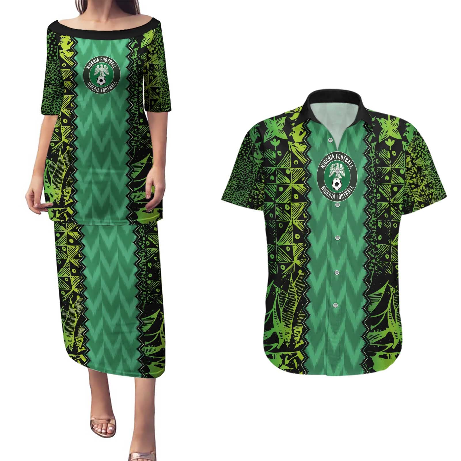 Custom Nigeria Football Champion 2024 Couples Matching Puletasi and Hawaiian Shirt - Wonder Print Shop