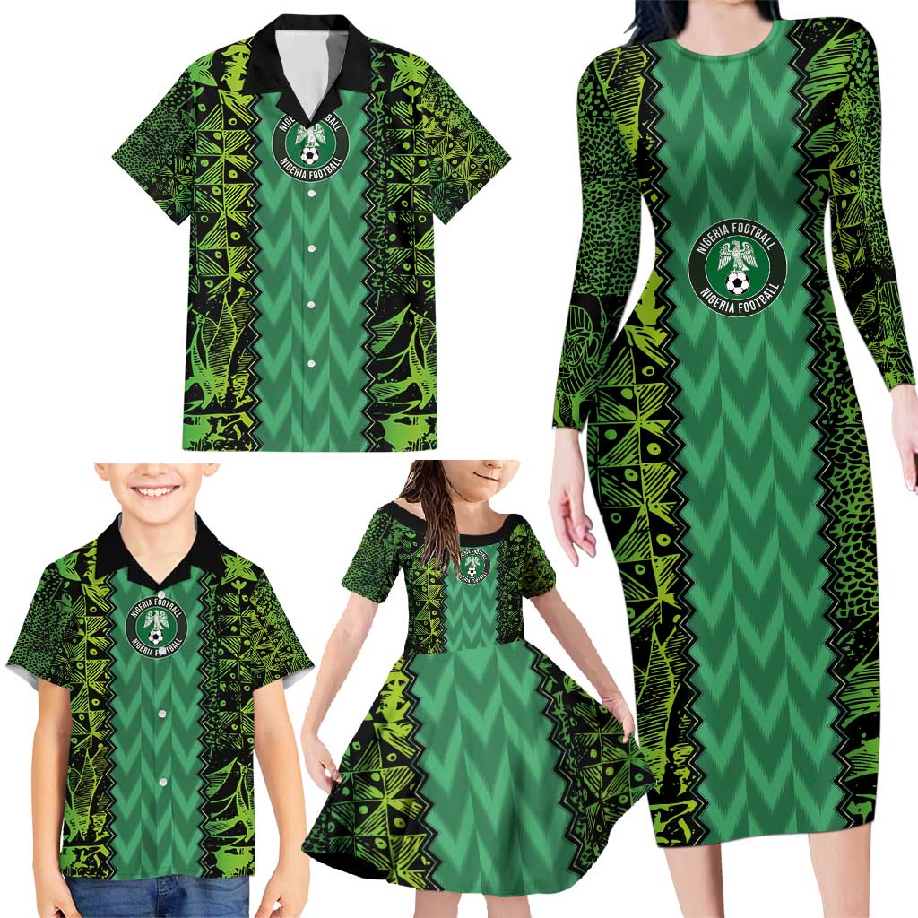 Custom Nigeria Football Champion 2024 Family Matching Long Sleeve Bodycon Dress and Hawaiian Shirt - Wonder Print Shop