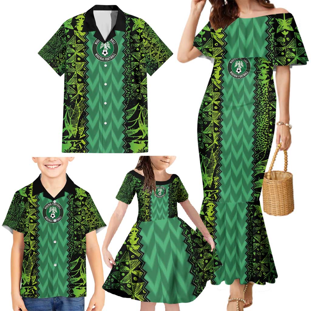 Custom Nigeria Football Champion 2024 Family Matching Mermaid Dress and Hawaiian Shirt - Wonder Print Shop