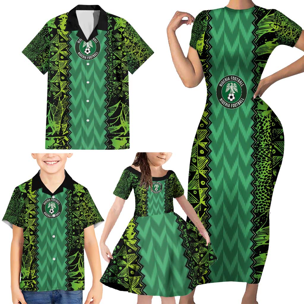 Custom Nigeria Football Champion 2024 Family Matching Short Sleeve Bodycon Dress and Hawaiian Shirt - Wonder Print Shop