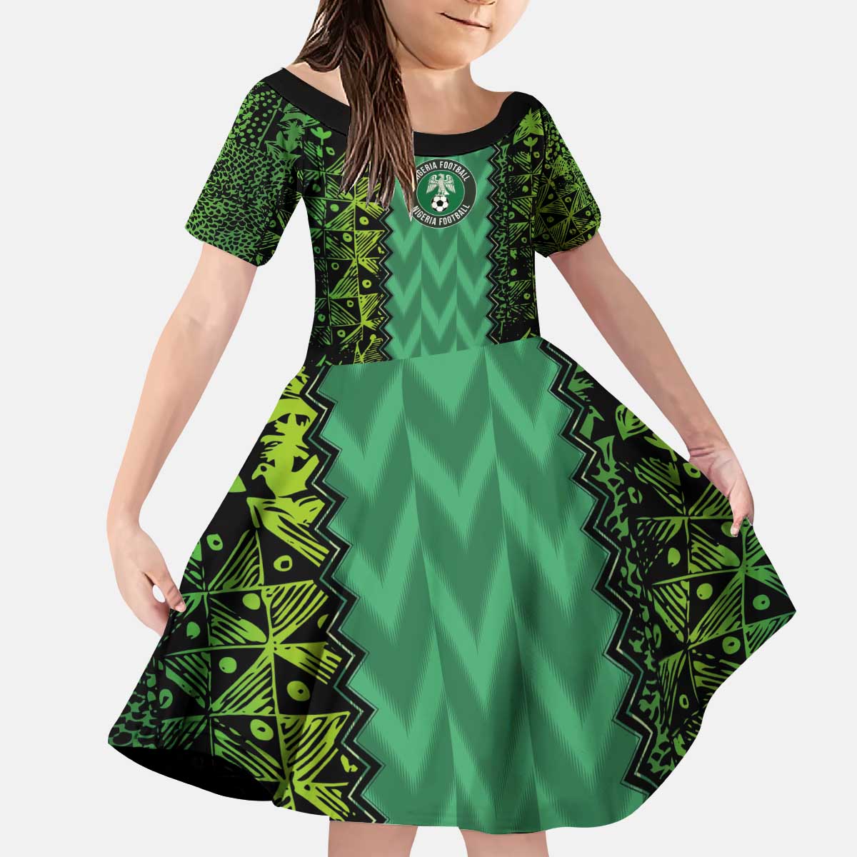 Custom Nigeria Football Champion 2024 Kid Short Sleeve Dress - Wonder Print Shop