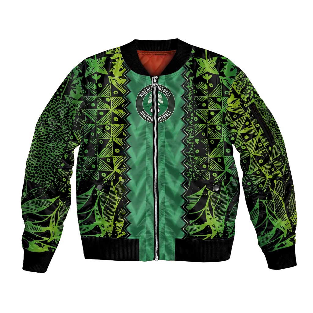 Custom Nigeria Football Champion 2024 Sleeve Zip Bomber Jacket - Wonder Print Shop