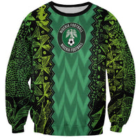 Green unisex football sweatshirt with Nigeria Football logo and neon geometric print