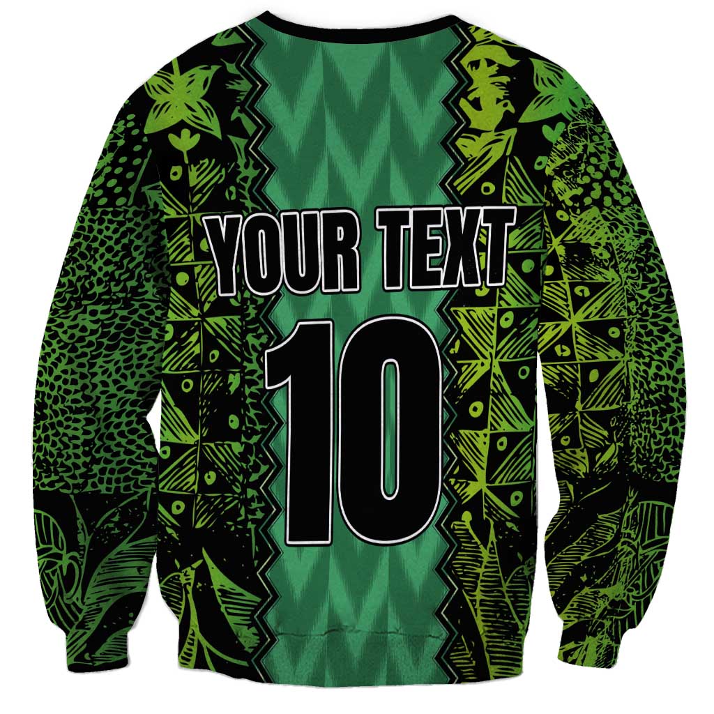 Green unisex football sweatshirt with YOUR TEXT and number 10 print