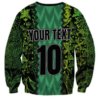 Green unisex football sweatshirt with YOUR TEXT and number 10 print